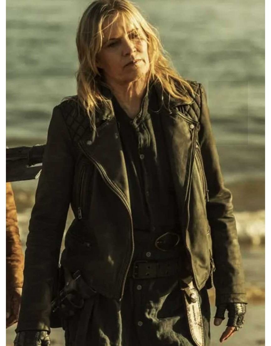 Kim Dickens Fear Walking Dead 2023 Madison Clark Black Leather Jacket